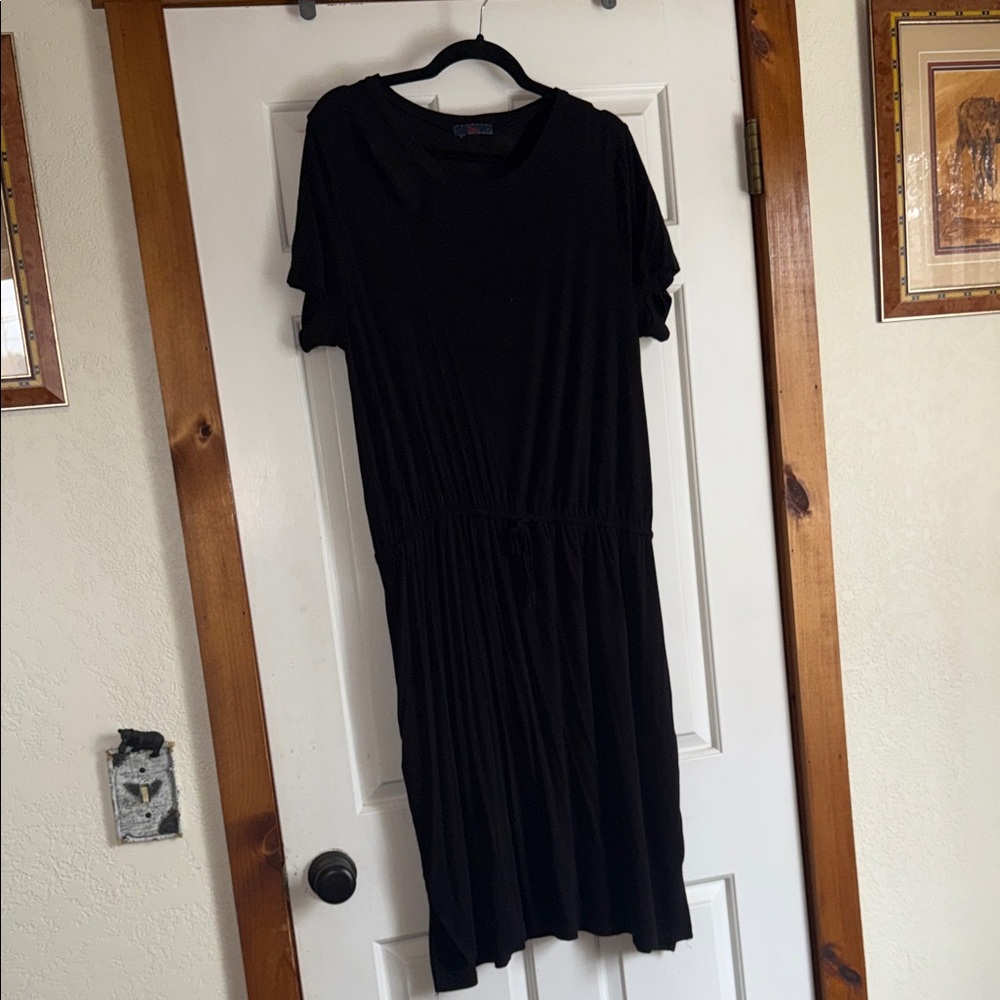 Cotton Black T Shirt Dress with POCKETS!